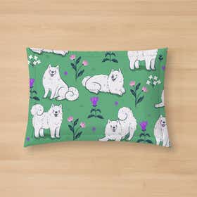 Dog on green meadows Custom Pet Mat 15