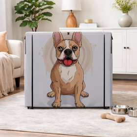 Beige French Bulldog Pet Crate Cover - Peek Mesh 6