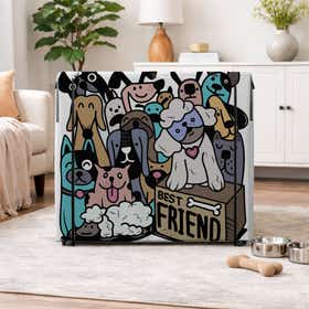 Cute Dog Best Friends Pet Crate Cover - Peek Mesh 17