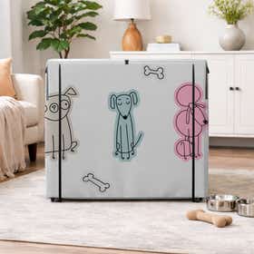 Cute Pastel Abstract Dogs Pet Crate Cover - Peek Mesh 18