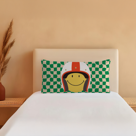 Checked Smiley Head Custom Bed Pillow - Microdenier Polyester 8