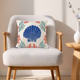 Cerulean scallop Custom Square Throw Pillow - Velvet Satin 20