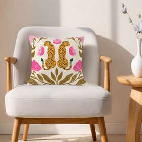 Gilded felines Custom Square Throw Pillow - Velvet Satin 16