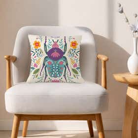 Ornate beetle Custom Square Throw Pillow - Velvet Satin 17