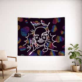 Queen of Hearts Custom Wall Tapestry - Velvet Satin 7