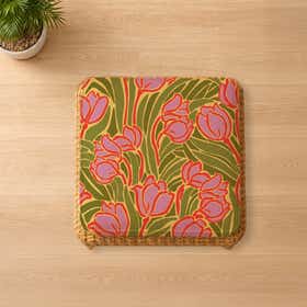 Tulip bloom Custom Square Seat Cushion - Canvas 4