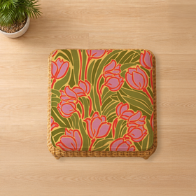 Tulip bloom Custom Square Seat Cushion - Canvas 4
