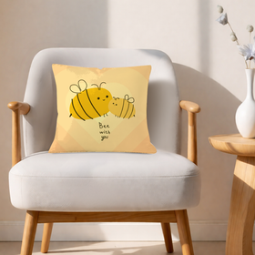 Bee With You Custom Square Throw Pillow - Velvet Satin 2