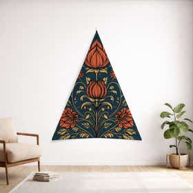 Wilderness Damask Custom Triangular Tapestry - Velvet Satin 6