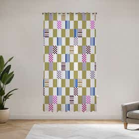 Checkerboard pulse Custom Sheer Curtain - Velva Mist 19