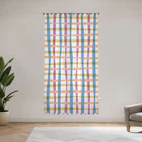 Picnic plaid Custom Sheer Curtain - Velva Mist 18