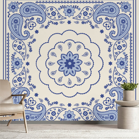Indigo paisley Custom Wall Mural - Timber Grain 2