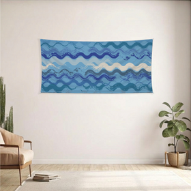 Washed shorelines Custom Panoramic Tapestry - Velvet Satin 8