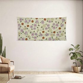 Meadow mist petals Custom Panoramic Tapestry - Velvet Satin 3
