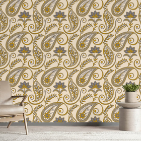 Ivory incense paisley Custom Wall Mural - Timber Grain 5