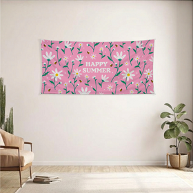 Happy Summer Custom Panoramic Tapestry - Velvet Satin 4