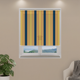 Blue Yellow Stripes Custom Roller Shade - Mesh 8