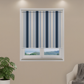 Blue White Stripes Custom Roller Shade - Blackout 7