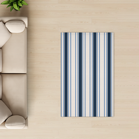 Blue White Stripes Rug - Rectangle - Luxe Grain 5