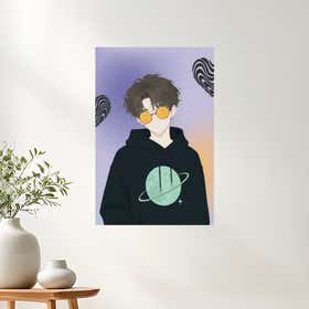 Lofi Boy Acrylic Print - Premium Metallic Photo Paper 6