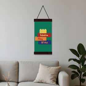 Learn Play Grow Hanging Canvas - Charcoal 2