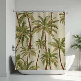 Sand Palms Custom Shower Curtain -  Hydro Shield - White 8