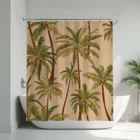 Sand Palms Custom Shower Curtain -  Hydro Shield - Peach 9
