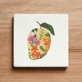 Mango Blossom Natural Custom Acrylic Coasters - Pack of 4 5