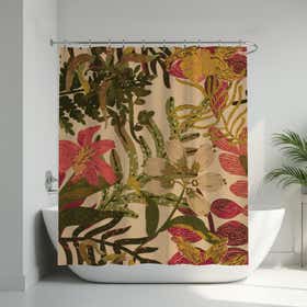 Wild Botanica Custom Shower Curtain -  Hydro Shield - Peach 5
