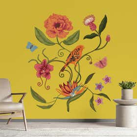 Songbird Chartreuse Custom Wall Mural - Luxe Smooth 6
