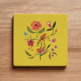Songbird Chartreuse Custom Acrylic Coasters - Pack of 6 8