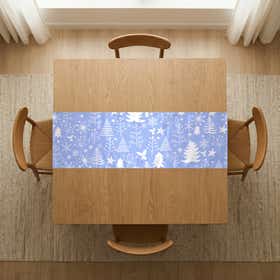 Blue Foliage Custom Table Runner - Velvet Satin 9