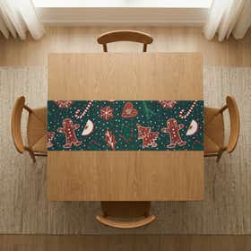 Gingerbread Forest Night Custom Table Runner - Velvet Satin 14