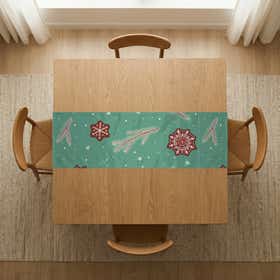 Gingerbread Snowfall Mint Custom Table Runner - Velvet Satin 15