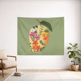 Mango Blossom Olive Custom Wall Tapestry - Weave Loom 21