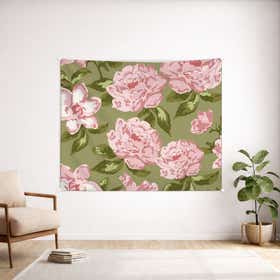 Olive Roses Custom Wall Tapestry - Weave Loom 17