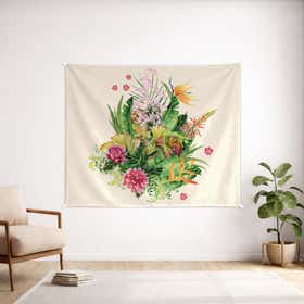 Floral Retreat Custom Wall Tapestry - Velvet Satin 14