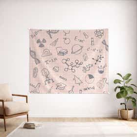 Science Doodles Custom Wall Tapestry - Velvet Satin 12
