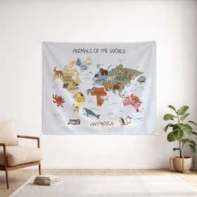 Animal Atlas Custom Wall Tapestry - Velvet Satin 10