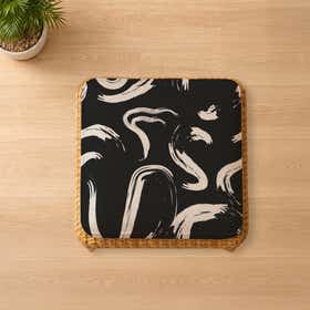 Ink Motion Black Custom Square Seat Cushion - Canvas 2