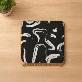 Ink Motion Black Custom Square Seat Cushion - Velvet Satin 4