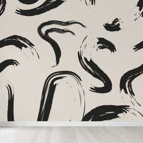 Ink Motion Beige Custom Wallpaper - Luxe Smooth 13