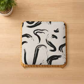 Ink Motion Beige Custom Square Seat Cushion - Weave Loom 6