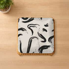 Ink Motion Beige Custom Square Seat Cushion - Velvet Satin 7