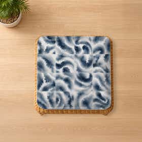 Cloudy Current Custom Square Seat Cushion - Velvet Satin 10