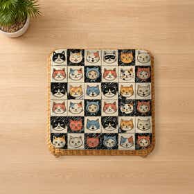 Whisker Wall Custom Square Seat Cushion - Velvet Satin 19