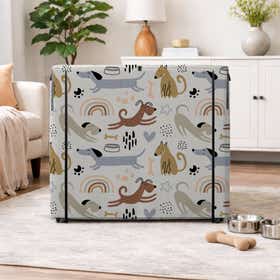 Conversation happy Dog Print Pet Crate Cover - Peek Mesh 6
