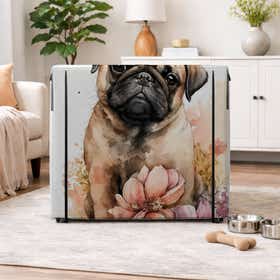 Photo Print Dog Florals Pet Crate Cover - Peek Mesh 20