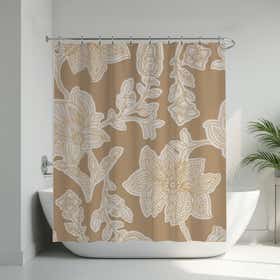 Dotted Florals Custom Shower Curtain -  Hydro Shield - White 20