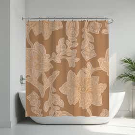 Dotted Florals Custom Shower Curtain -  Hydro Shield - Peach 21